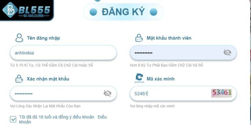 Cung cấp thông tin đăng ký tài khoản mới