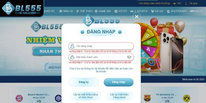 Đăng nhập BL555 nhanh chóng chỉ với 3 bước